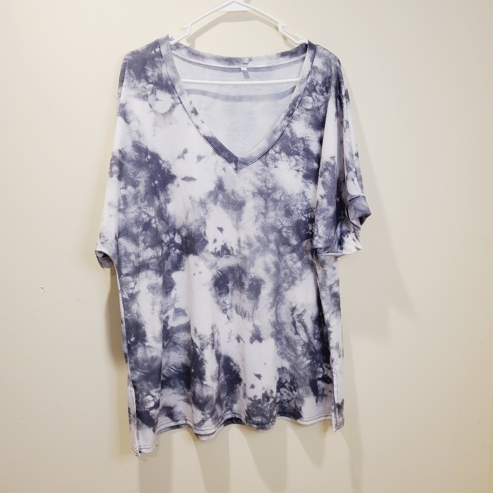 Unbranded gray  plus size 2XL tie Dye short Sleeves  t-shirt